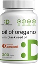 DEAL TILLÆG Olie af Oregano Softgels med Black Seed Oil 300 Count - 30: 1 Uddrag, Active Carvacrol & Thymoquinon - Antioxidant immunforsvar - Plantebaseret, Non- GMO