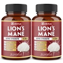 Zolotus 2 Pakker 90 Kapsler Lions Mane Mushroom Supplement, 6 Måned Supply with Cordeyceps, Reishi, Ashwagandha, Focus, Hukommelse og Brain Support Supplement, Immunstøtte, Energipiller