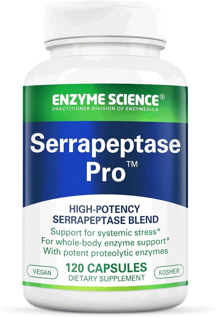 Enzyme Science Serrapeptase Pro, 120 kapsler - Serratiopeptidase supplement til Sinus, immunforsvar og cardiovaskulær støtte