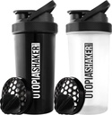 Utopia Home Protein Shaker Flaske - (Pakke af 2) 28- Ounce Shaker flasker For Protein Mixes - Fitness Sport Classic Protein Mixer Flaske (Sort & Klar / Sort)