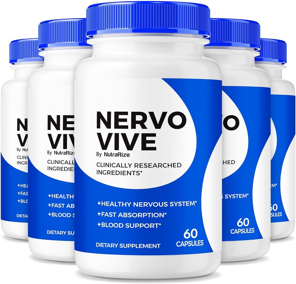 (Pack of 5) NervoVive - Original Nervo Vive Nerve Health Support Formel, Total Nerve Care med naturlige ingredienser til Comfort & Signal Function; NervoVive24 Easy- to- Take Daily Pills (300 kapsler)