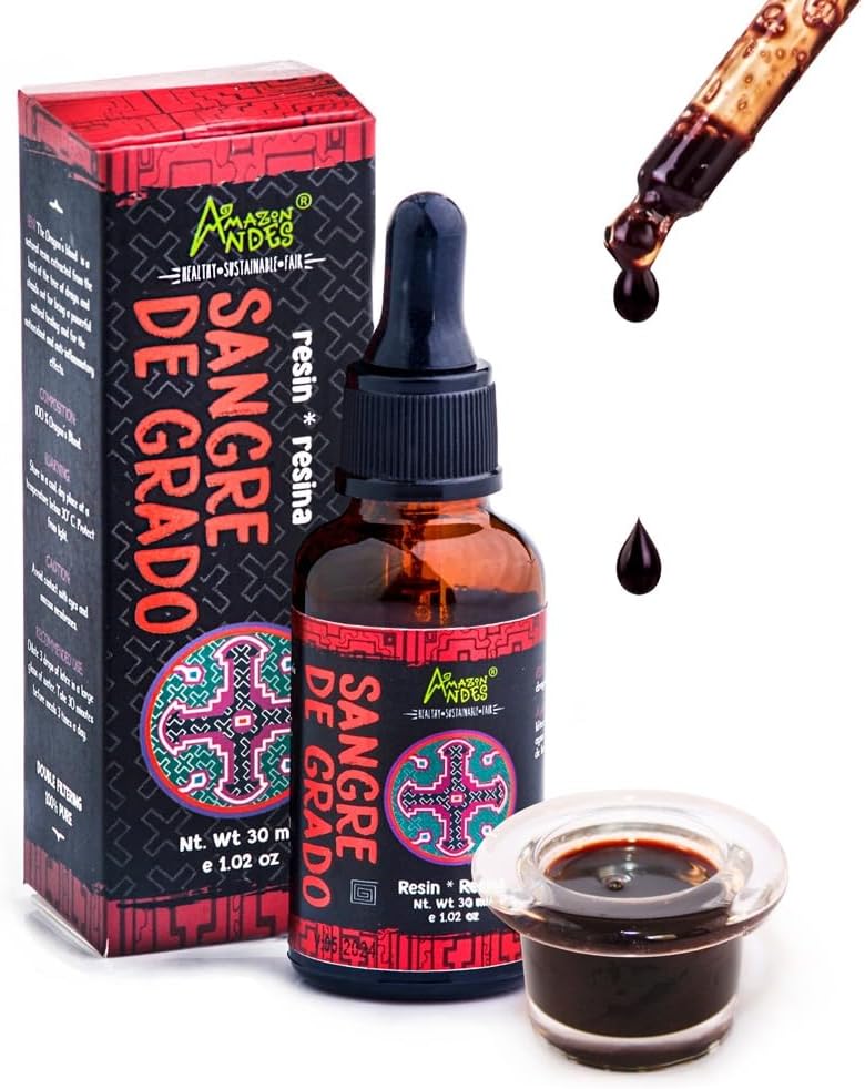Andes Dragon 's Blood (Sangre de Grado) - 100% Dragon' s Blood - Frembygget af Croton Lechleri træer - Non-GMO, Wild Crafted & Gluten- Free - Support Healing Aktivitet - 1.02 Oz / 30ml - Made in Peru
