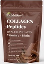 Chokoladepulver. Collagen med Hyaluronsyre og C-vitamin. Chokolade Collagen Peptider Pulver Chokolade. Kollagen med C-vitamin & biotin til hår, hud, negle, fælles. Keto, type 1 og 3.