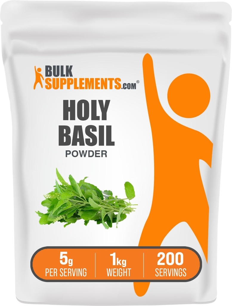 BulkSupplements.com Holy Basil Powder - Holy Basil Supplement, Holy Basil Leaf Powder - Tulsi Holy Basil, Herbal & Gluten Free, 5g per Serving, 1kg (2,2 lbs) (Pack of 1)