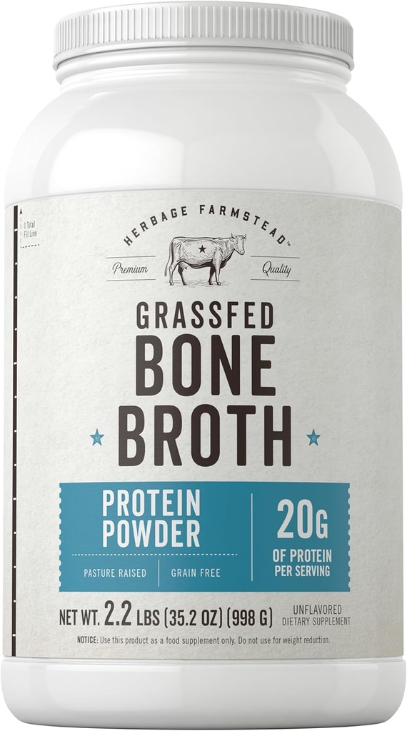 Carlyle Grass Fed Bone Broth Protein Powder Tél 124; 35,2 oz (2,2lb) Beeg 124; 20g Protein Budding 124; Pasture Raised, Grain Free Supplement- 124; Non- GMO & Gluten Free Budding 124; af Herbage Farmstead