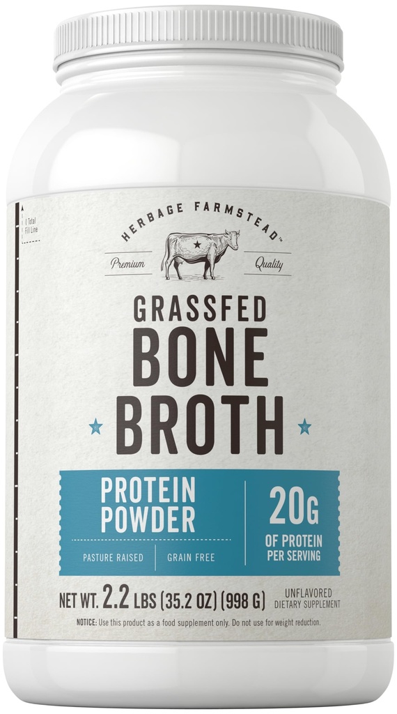 Carlyle Grass Fed Bone Broth Protein Powder Tél 124; 35,2 oz (2,2lb) Beeg 124; 20g Protein Budding 124; Pasture Raised, Grain Free Supplement- 124; Non- GMO & Gluten Free Budding 124; af Herbage Farmstead