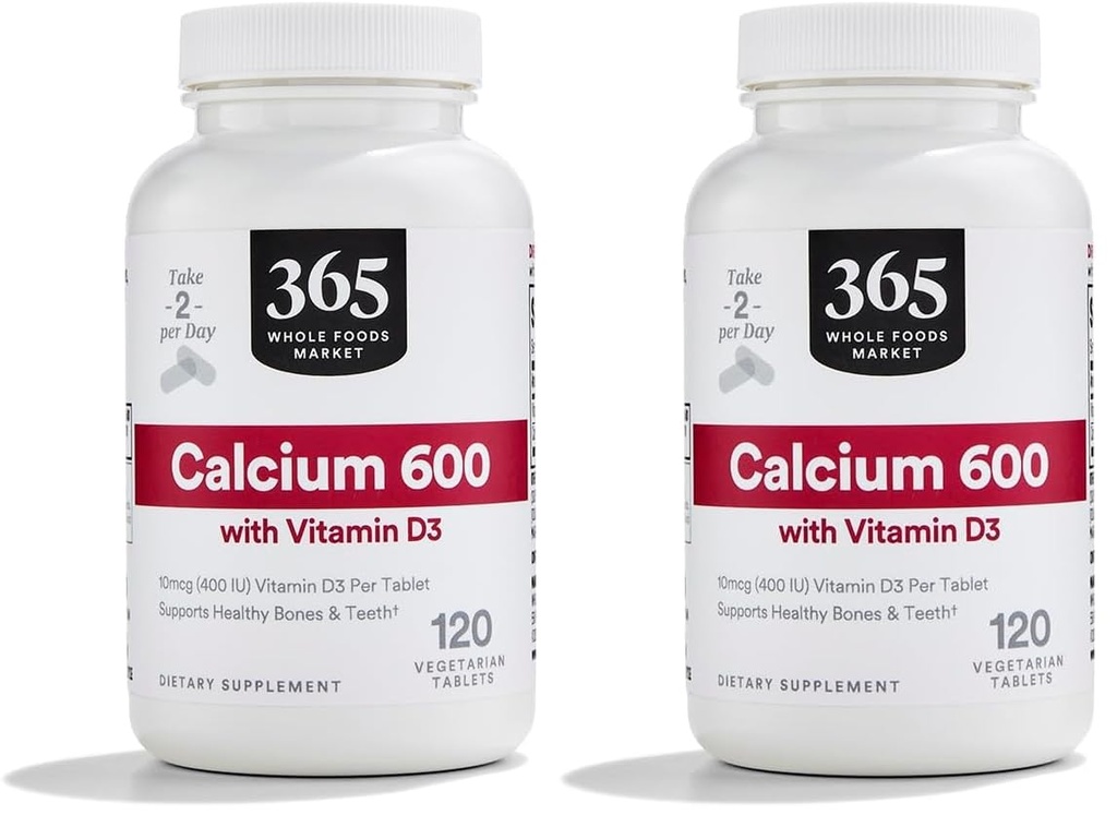 365 af Whole Foods Market Calcium med D3- vitamin tabletter, 120 Greve (pakke med 2)