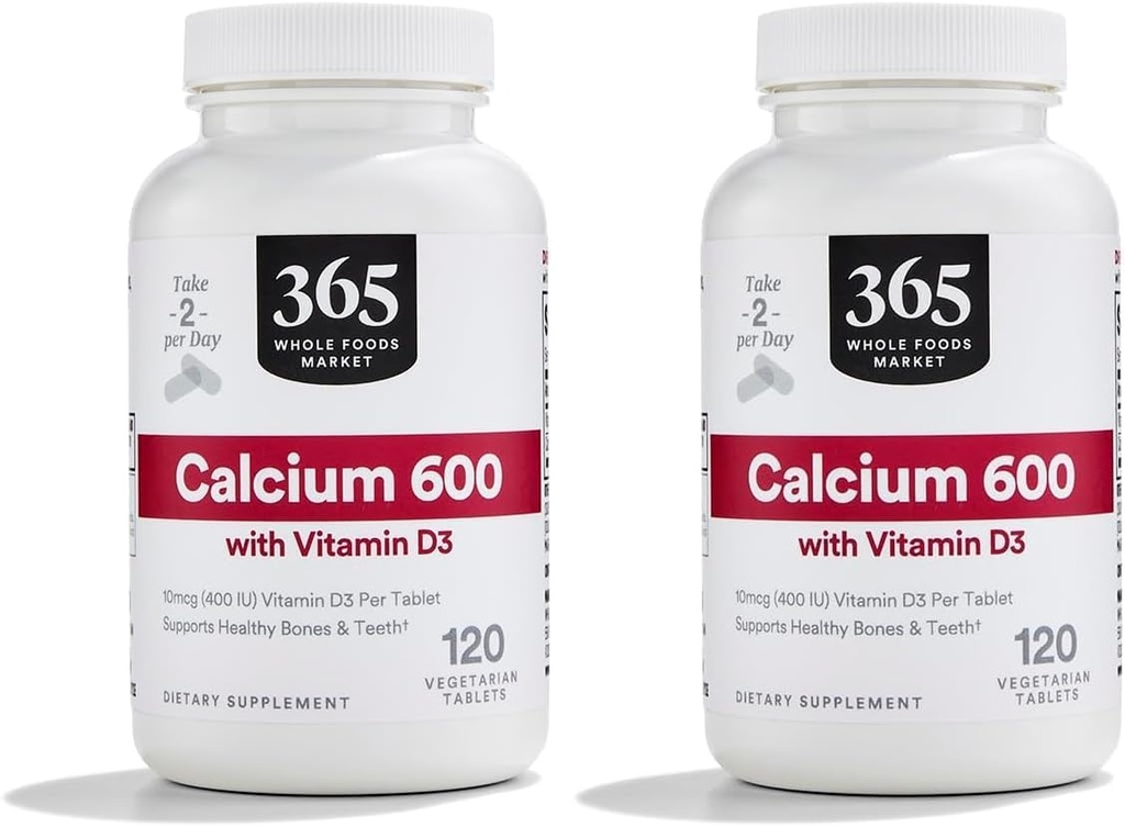 365 af Whole Foods Market Calcium med D3- vitamin tabletter, 120 Greve (pakke med 2)