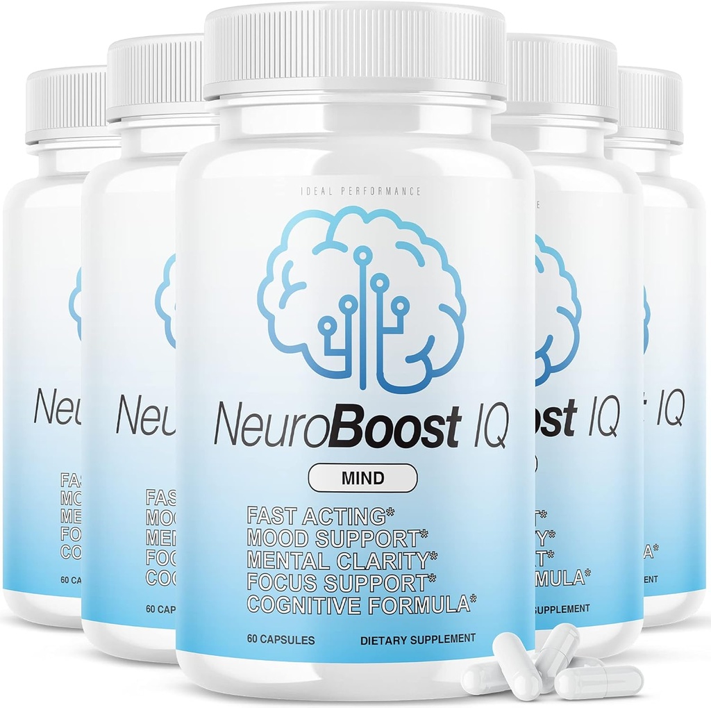(5 Pack) Neuro Boost IQ tillæg Brain Pills Mind Ben Carson Neurobooster Neuroboostiq (300 kapsler)
