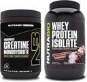 NutraBio Creatin monohydrat, Unflavored, 300g og Whey Protein Isolate, Chokolade Dipped Macaroon, Supplement Bundle - Muskelenergi, Lean Muskelvækst, Inddrivelse, og Styrke