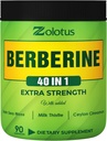 Zolotus Berberine Supplement 40 i 1, med Sea Moss, Cinnamon, Milk Thistle, Apple Cider Vincipes, Quercetin, bedste supplement til immunsystemet, fordøjelse og hjerte sundhed