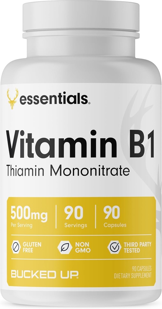 Bucked Up vitamin B1 500mg kapsler, Essentials (90 Servere)