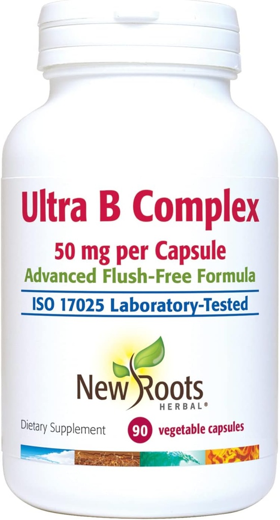 NY ROOTS HERBAL Ultra Vitamin B tillæg (50mg) med vitamin B6, B12, biotin Note 124; Advanced immunsupportsupplement (90 Veg Caps)