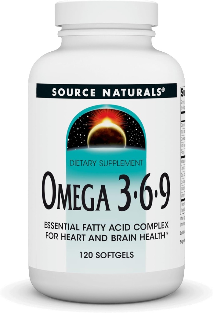 Source Naturals Omega 3-6-9, Essential Faty Acid Complex for Heart and Brain Health * - 120 Softgels