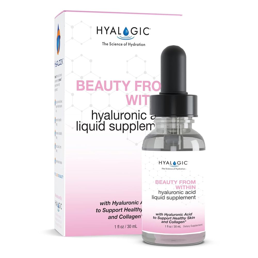 Hyalogisk skønhed indefra Hyaluronsyre Flydende tillæg - Flydende Hyaluronsyre til hudhygiejne, fælles støtte, og Collagen Boost - Vegan, Glutenfri, Odorless & Tastless (1 Fl Oz)