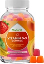 Chewable D-vitamin gummier for voksne - lækker D3-vitamin gummier med D3 2000IE per servering - Gluten og Gelatine Free non-GMO gummy for voksen immunitet støtte (1 måned)