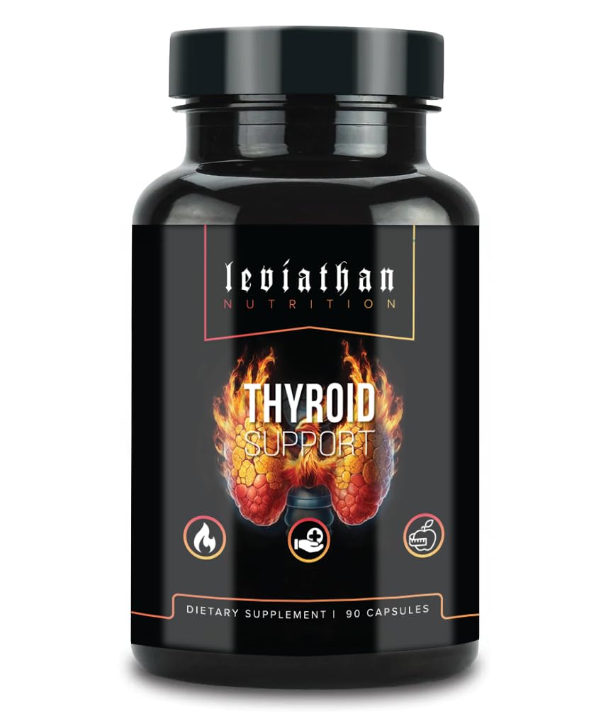 Leviathan Thyroid Support; Energi & Thyroid Sundhed & Jod Supplement, Selen, Zink, Mangan, Kobber, L Tyrosine, Guggul Støtte til kvinder og mænd