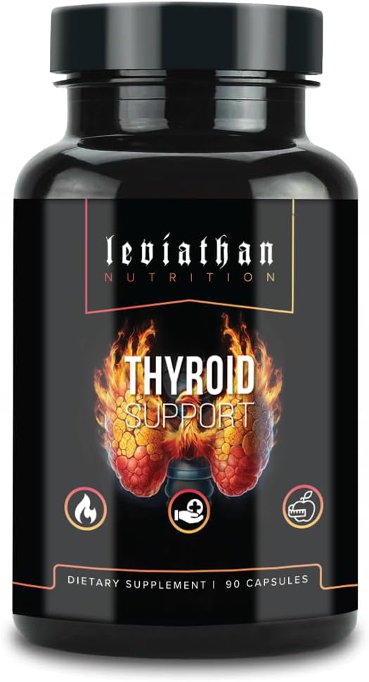 Leviathan Thyroid Support; Energi & Thyroid Sundhed & Jod Supplement, Selen, Zink, Mangan, Kobber, L Tyrosine, Guggul Støtte til kvinder og mænd