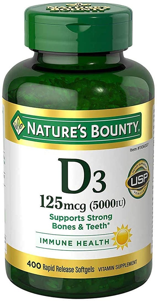 Naturens Bounty immunforsvar D3 5000 iu, Rapid Release 400 Softgels