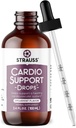 Strauss Naturals Cardio Support Drops - Natural Herbal Heart Health Supplement - Hjælper med at bevare sundt hjerte-kar-system for mænd og kvinder - Vegan & Non- GMO - Spearmint Flavored - 100 ml flaske