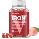 Vegansk jerngumies supplement - med C-vitamin, A, B- kompleks, folat, zink til voksne & børn - Health Blood & Energy Support for Iron Deficiency, Anæmi, Nej Efter smag - Peach Flavor (90 Ct)