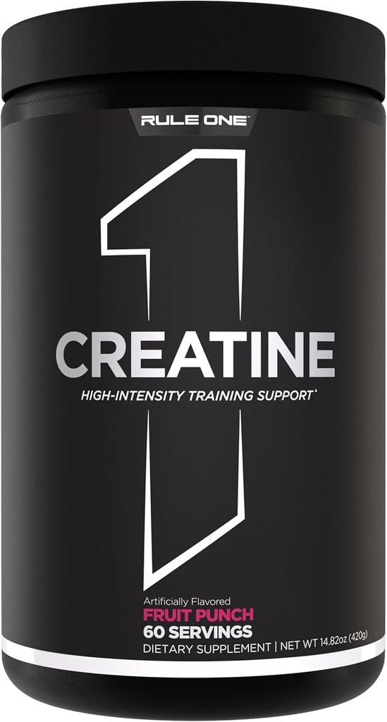 Regel 1 Creatinin Powder - Pure Mikronised Creatinine Monohydrat til high-Intensity Øvelse og Lean Body Mass Support, Flavored og Unflavored (60 Servere, Frugt Punch)