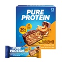 Pure Protein Bars, High Protein, Nutrious Snacks til støtte for energi, Lavsukker, Gluten Free, Chokolade Peanut Butter, 1.76oz, 12 Greve (Packaging May Vary)