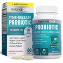 Balance One Probiotic for Women & Men - Time- Release Tablets for 15x Survivability - 12- Strain Formel med L. Plantarum & L. Acidophilus - Gut & fordøjelsessygdomme Support - 60 tabletter