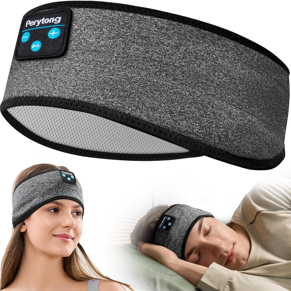 Perytong Trådløs søvn Headband med Komfortable Earbuds til Side Sleepers, Sleeping Eye Mask til kvinder Mænd træningsløb