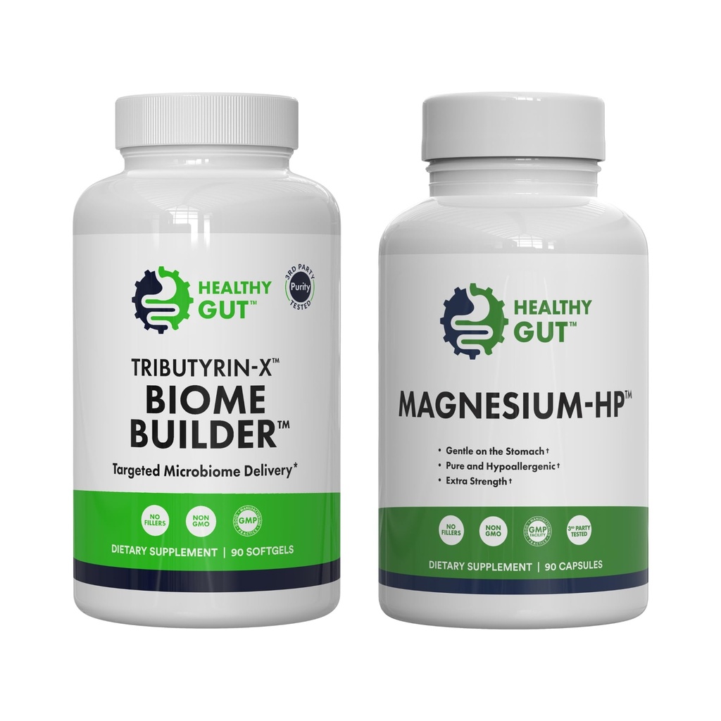 Sund Gut Tributyrin- X Biome Builder, 90 Softgel, og Magnesium-HP, 90 Kapsler