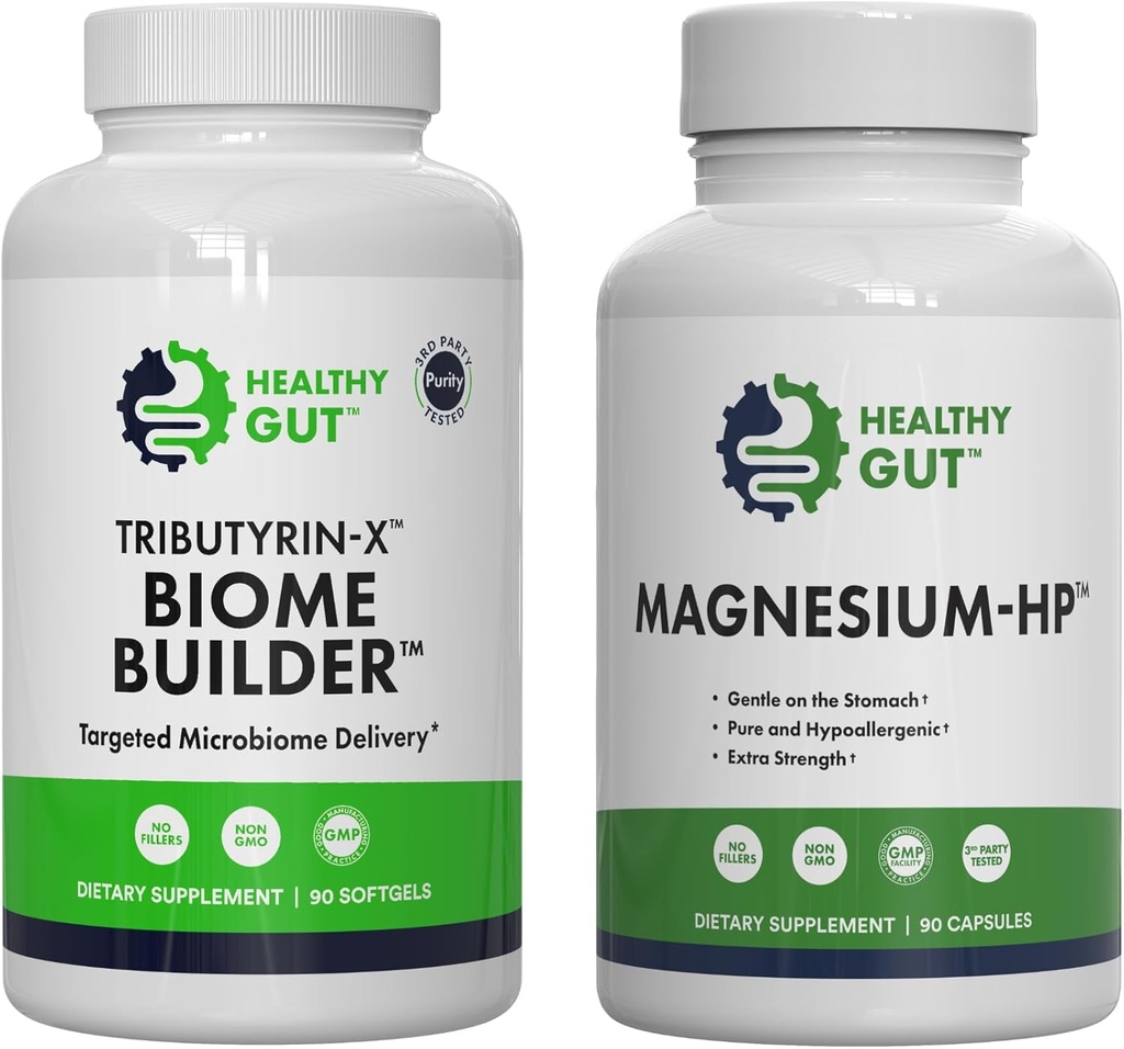 Sund Gut Tributyrin- X Biome Builder, 90 Softgel, og Magnesium-HP, 90 Kapsler