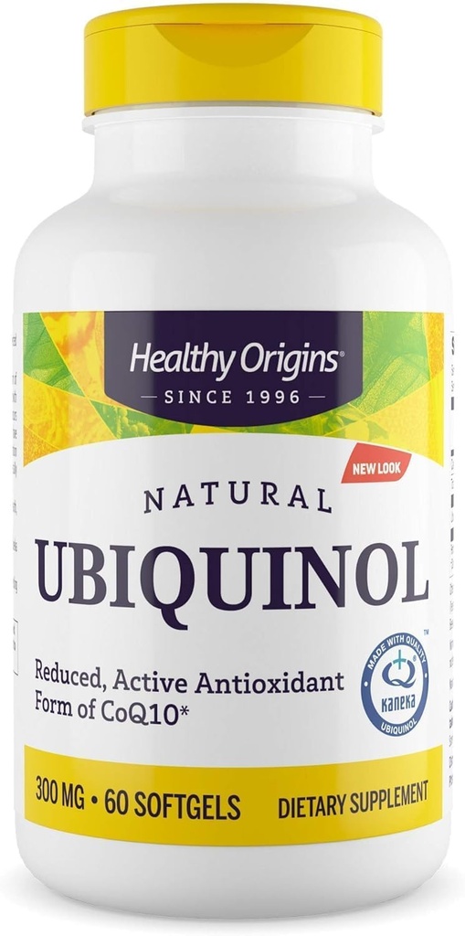 Sund oprindelse Ubiquinol (Aktiv form af CoQ10), 300 mg - Kaneka Ubiquinol Kosttilskud til hjertesundhed & antioxidant - Gluten- Free & non- GMO supplement - 60 Softgels