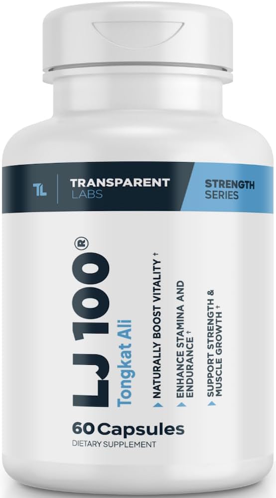 Transparent Labs LJ100 - Eurycoma Longifolia Tongkat Ali Extract 100mg kapsler til Lean Body Mass, Strength, and Performance Enhancement - 60 Greve