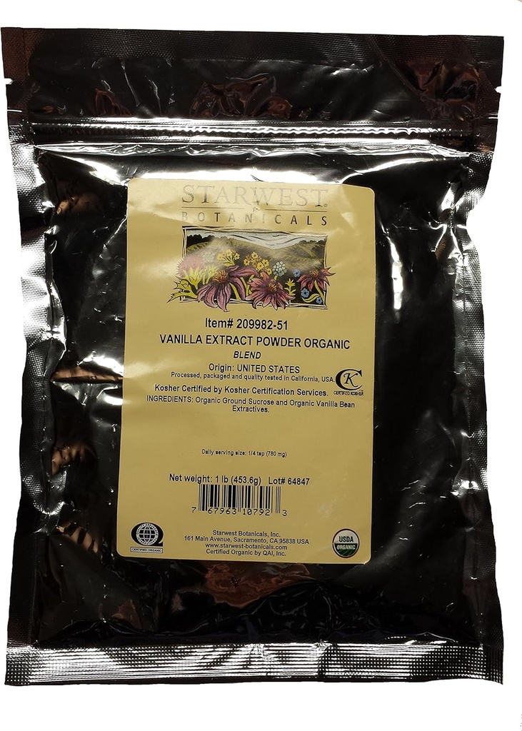 Starwest Botanicals Organic Vanilla Extract Powder - 1 Pund