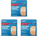 Basic Care Flexible Fabric Adhesive Bandages, Førstehjælp og Sårpleje Supplies, Assorterede størrelser, 100 Greve (pakke med 3)