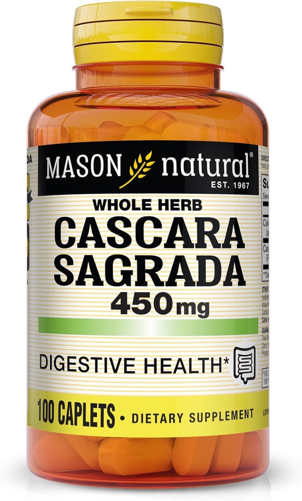 MASON NATURAL Cascara Sagrada 450 mg, Urtetilskud til normal fordøjelsesfunktion Support, 100 kapsler