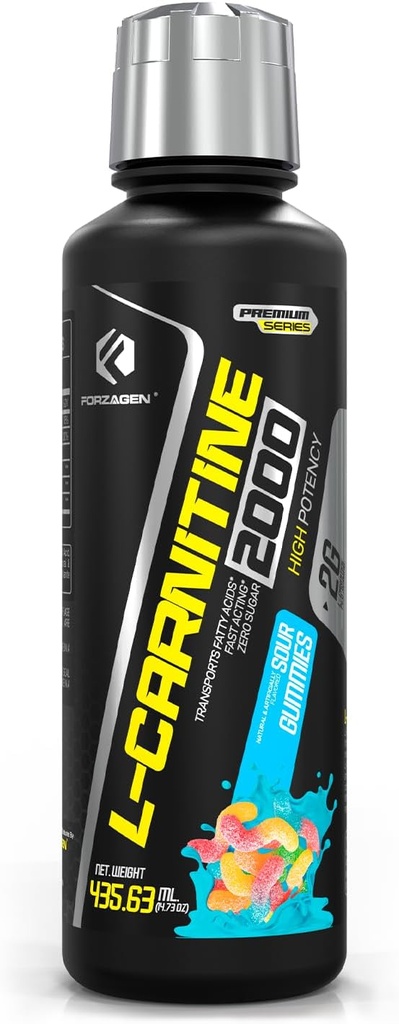 Forzagen L- Carnitin 2000 - Flydende L Carnitin med vitamin B6 Note 124; Acetyl L- Carnitin Note 124; L- Tartrate Note 124; 30 Servere (Sour Gummies)