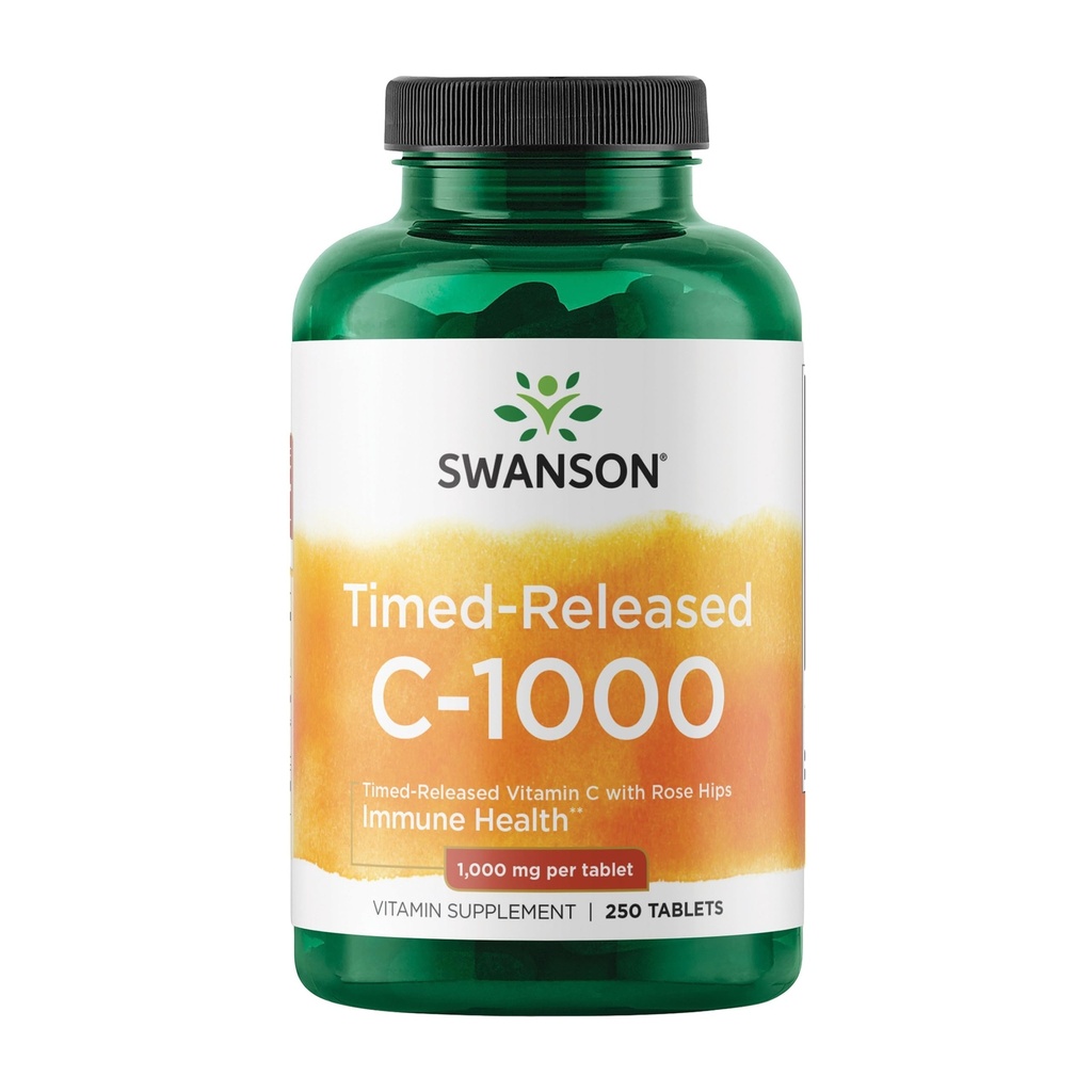 Swanson tids- Release C-vitamin med Rose HIPS immunsystem Support Skin Kardiovaskulær Health Antioxidant Supplement 1000 mg 250 tabletter