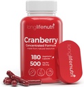 LongLifeNutri Cranberry Extract with Vitamin C & E - Pure Concentrated Formel, 500mg per Serving, 180 Vegetariske Kapsler, Urinary Tract Health & Brege, 6 Måned Supply, Made in USA