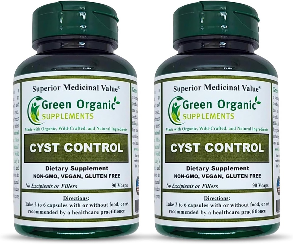 Grøn Organisk Kosttilskud Cyst, Bryst Cyst, 90 VCs, Høj Absorberbar, Non- GMO, Gluten- Free (Pack of 2)
