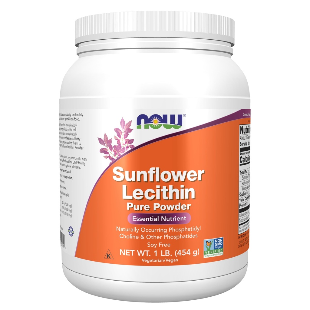 Now Foods Kosttilskud, Solsikke Lecithin med naturligt forekommende Phosphatidylcholin og andre Phosphatider, Pulver, 1-Pound
