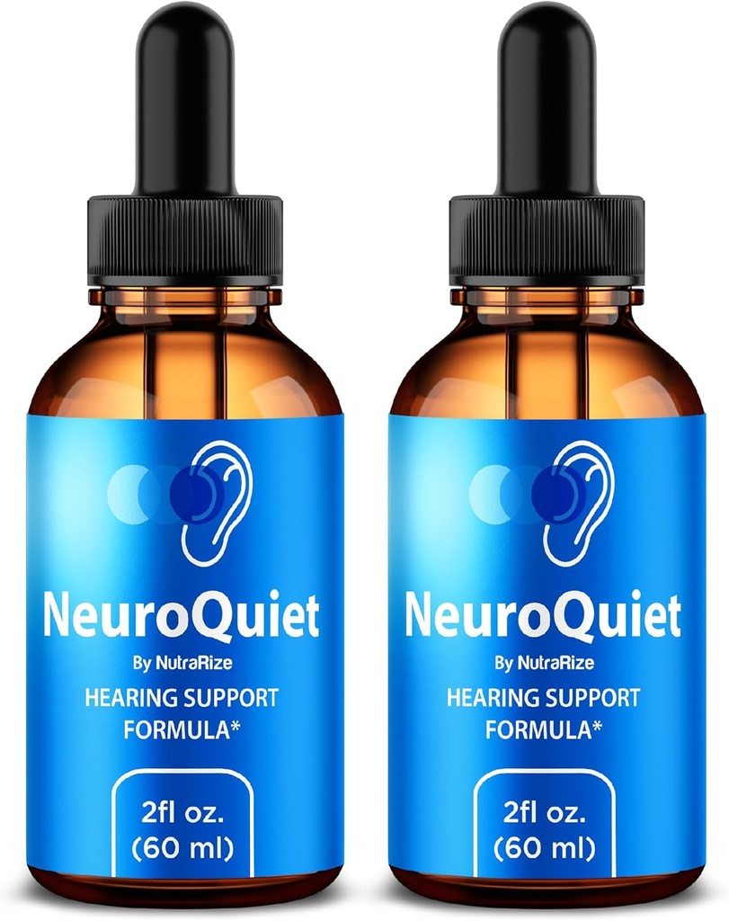 NutraRize (2 Pack NeuroQuiet Drops - Officiel Hørestøtte Formel med naturlige, rene ingredienser til at hjælpe med at vedligeholde Øre Wellness, Premium Gotas anmeldelse (60 Servere)