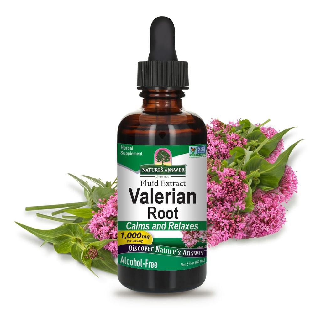 Naturens svar Valerian Root- 124; Promoes Restful Sleep Dec124; Calms & Relax- 124; Super Koncentreret 1000mg Dec124; Gluten- Free, Alkohol- Free, Kosher Certified & Vegan 2oz (Pack of 2)