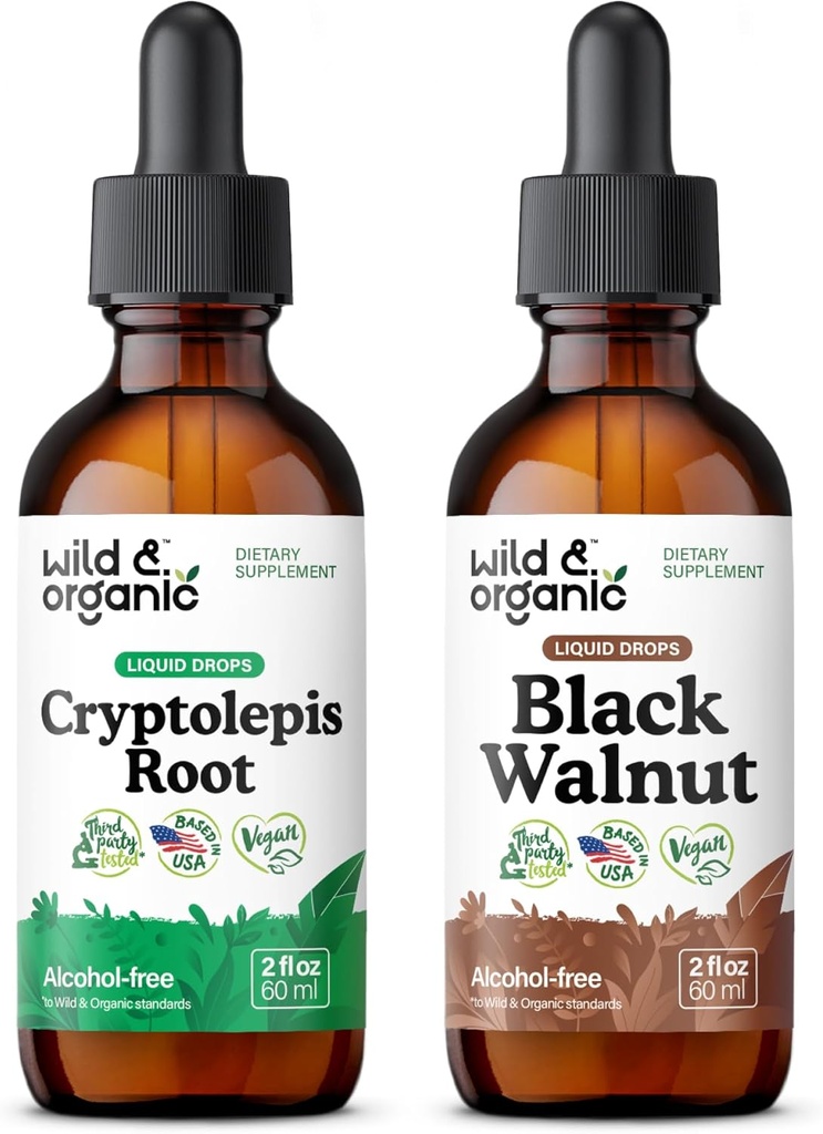 Wild & Organic Cryptolepis Root Tincture 2 fl oz & Black Walnut Tincture 2 fl oz