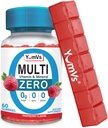 YUM- V 's Multivitamin Zero Gummies by Yumvs - 124; Sugar- Free Vitamin Supplement for kvinder & Mænd - 124; Chrom, thiamin, og Magnesium - 124; Natural Raspberry Flavor Chewables - 60 Count - Red Pillbox