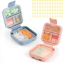 Dynippy Daily Pill Organizer 5 Compartments Portable Fugt Bevis Lille Pill Case for Pocket Purse Travel Pill Box Portable Medicine Vitamin Fish Oil Holder Container (Blue Pink)