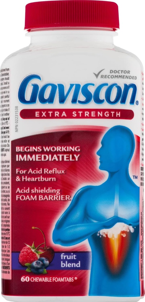 Gaviscon Extra Strength Frugtantasyre 60 tabletter
