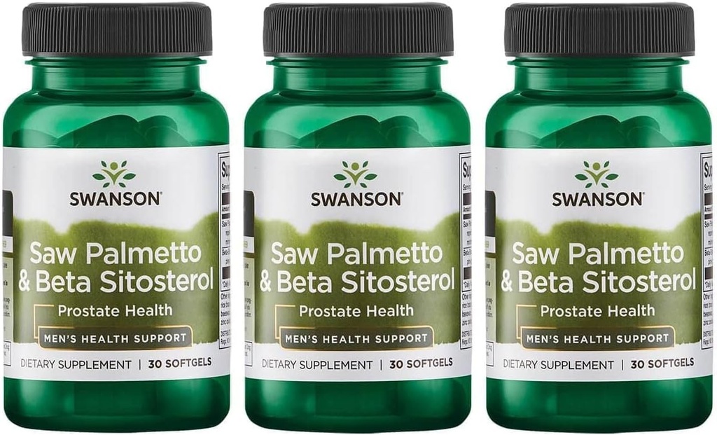Swanson Saw Palmetto og Beta Sitosterol 30 Sgels (3 Pack)
