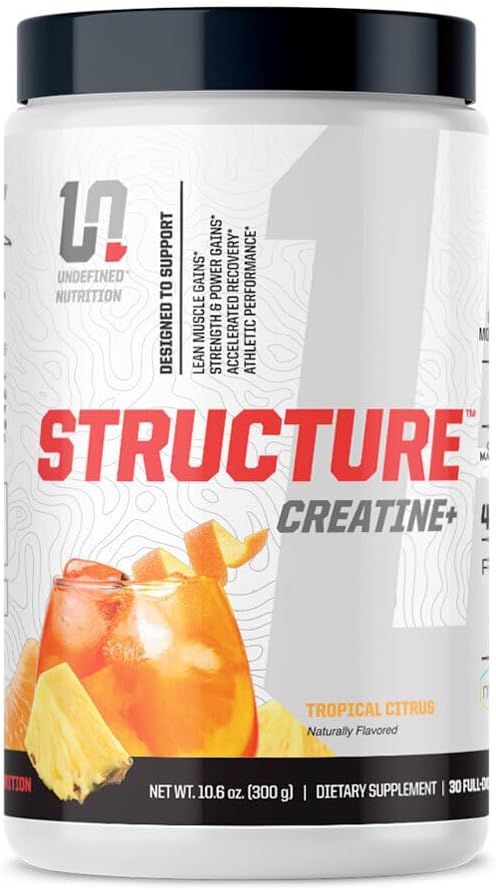 Udefineret næringsstruktur Creatin + af Brian Shaw (30 Servere) -Mikroniseret Creatin monohydrat + Magnesium Creatin Chelate & HMB og PEAK ATP- Strength, Power, Recovery (10.6oz, Tropical Citrus)