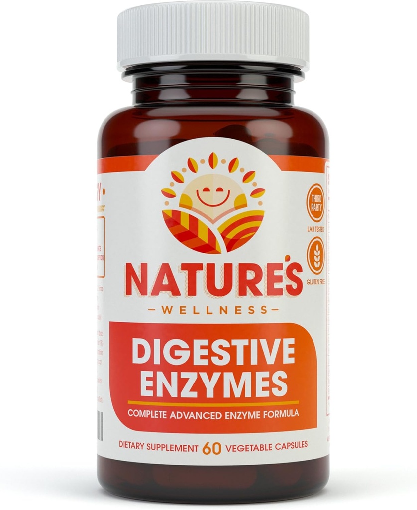 Digestive Enzymes Complete - Advanced Multi Enzyme Supplement for Better Digestion & Absorption. Help Gas Relief, Discomfort, Bloating, IBS, Gluten & Lactose Intolerance